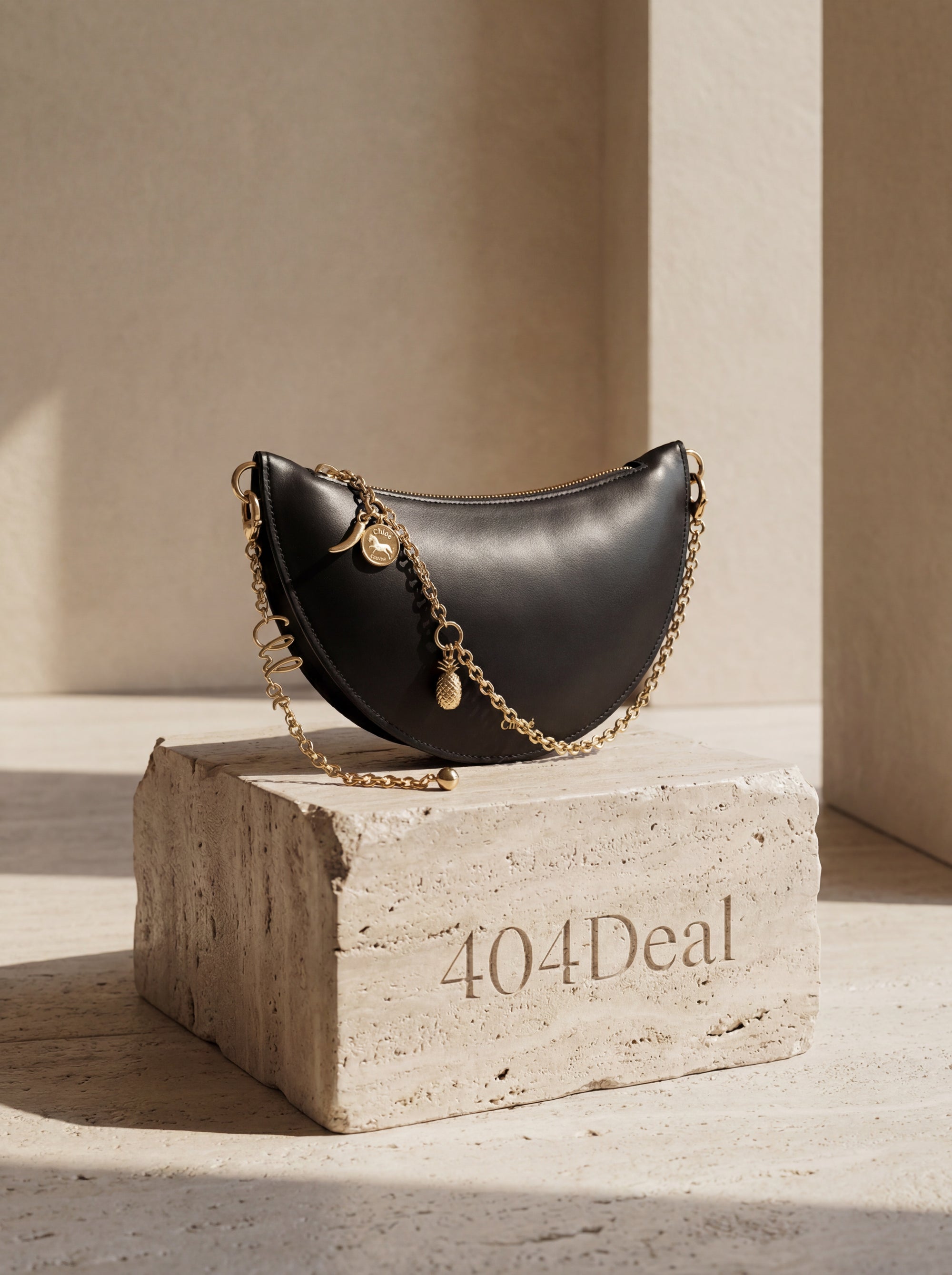 Chloé  Aries Lambskin Half-Moon Shoulder Bag