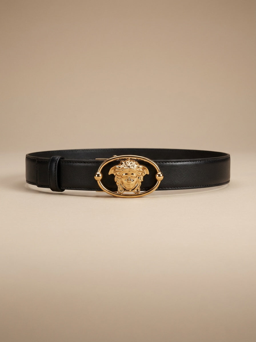 Versace Regular Belt in Black Leather