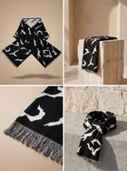 Givenchy  Black White Wool Unisex Winter Warm Scarf Wrap Shawl