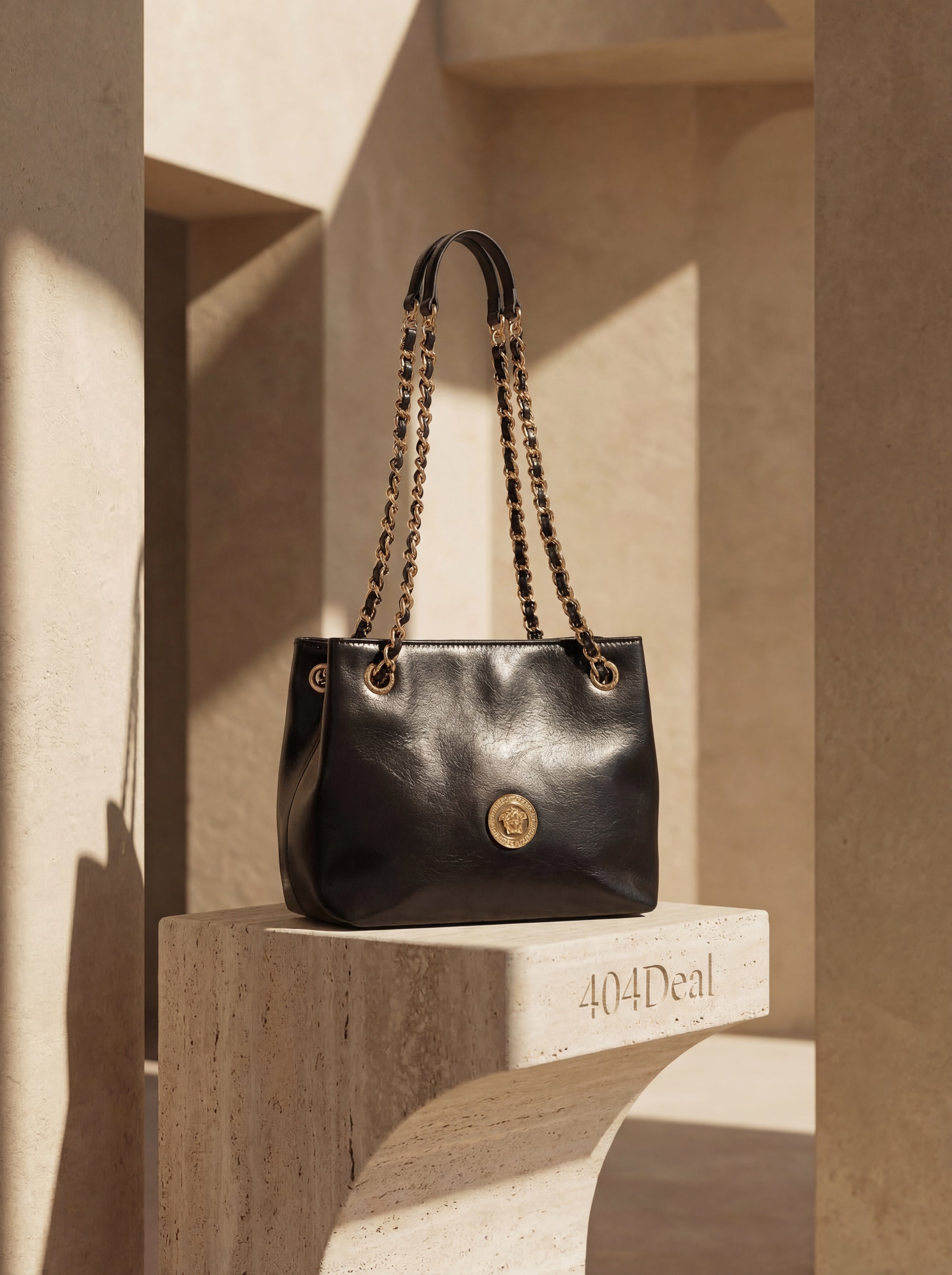 Versace  Medusa Chain Leather Shoulder Bag