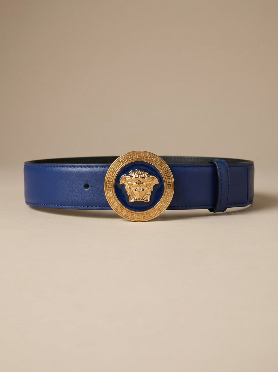 Versace Leather Belt in Blue