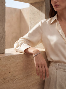 Saint Laurent — Cassandre Crystal Charm Bracelet in Silver-Tone Metal