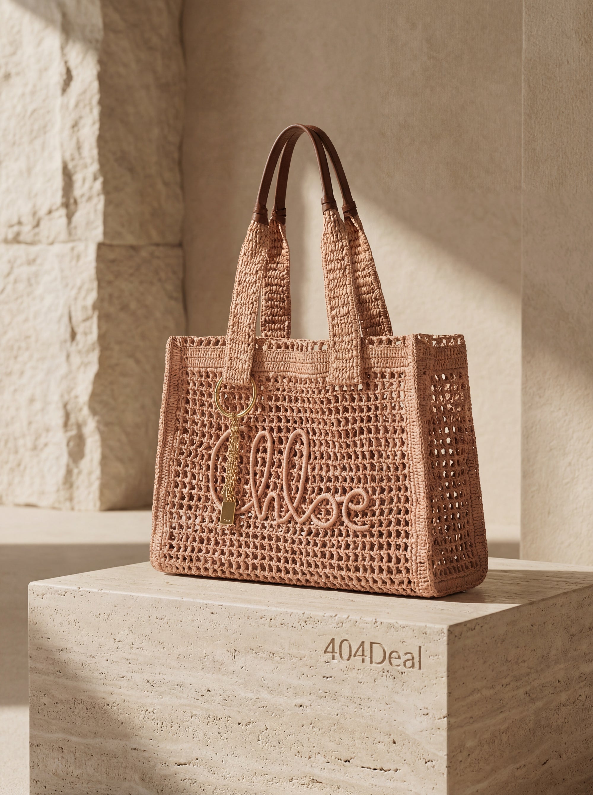 Chloé — Large Summer Banana East-West Tote in Raffia