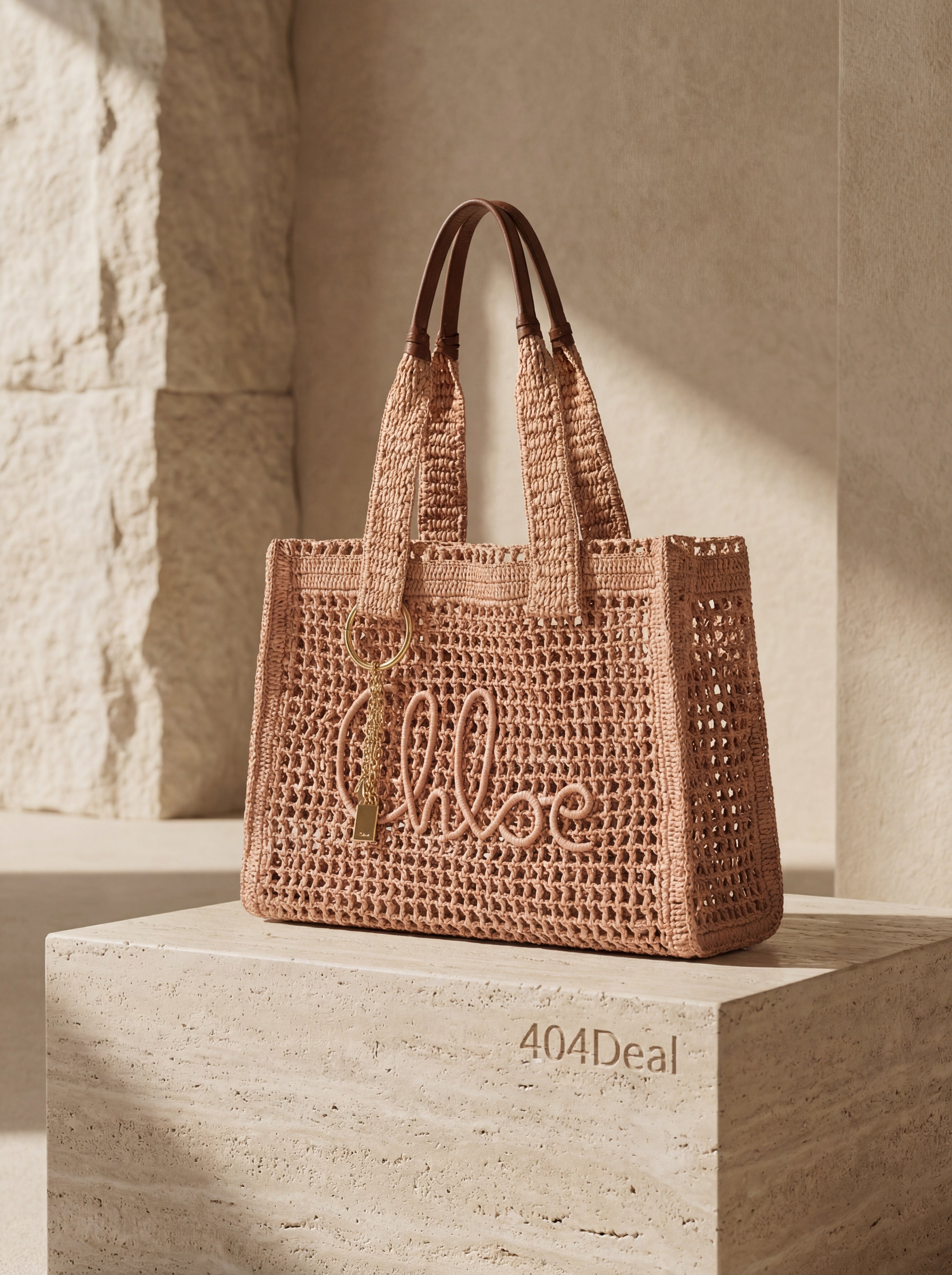 Chloé — Large Summer Banana East-West Tote in Raffia