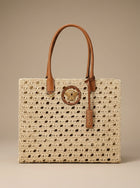 Versace Tote Handbag in Beige Cotton