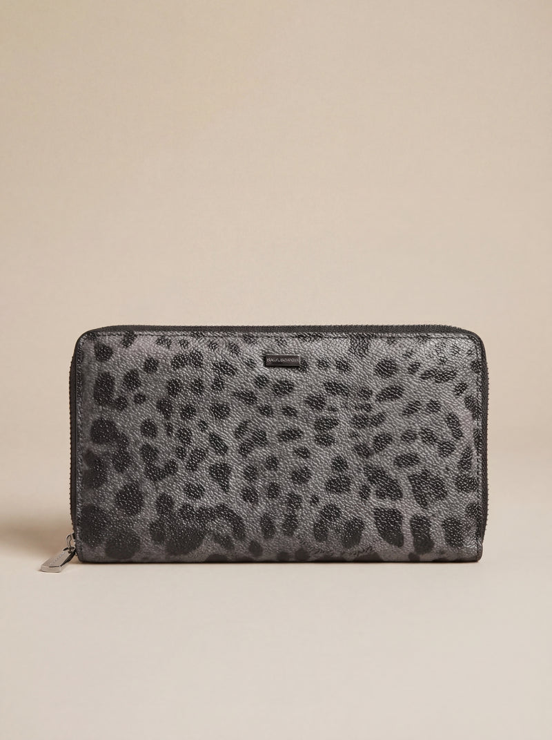 Dolce & Gabbana  Leopard Print Leather Zip Wallet