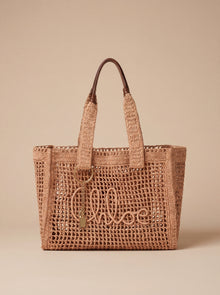 Chloé — Large Summer Banana East-West Tote in Raffia