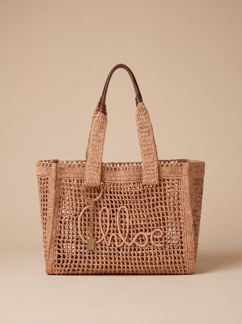 Chloé — Large Summer Banana East-West Tote in Raffia