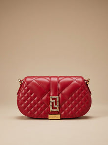 Versace Quilted Shoulder Strap Bag in Red Leather