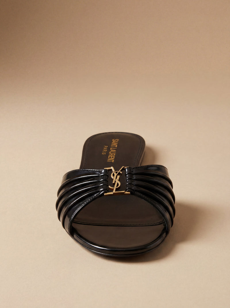 Saint Laurent Babylone Flat Sandals in Smooth Leather