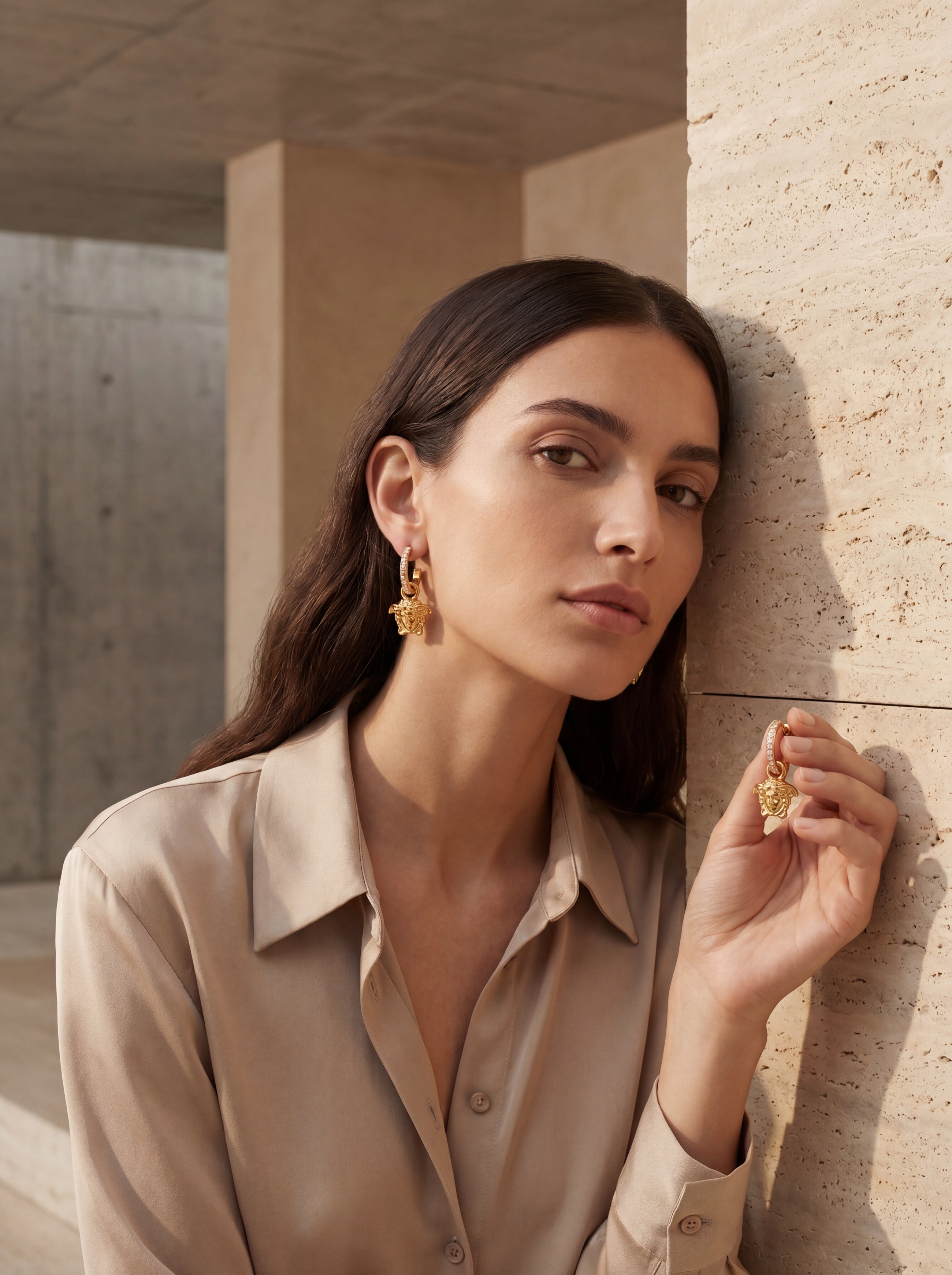 Versace Medusa Drop Earrings in Gold Metal