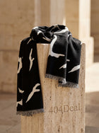 Givenchy  Black White Wool Unisex Winter Warm Scarf Wrap Shawl