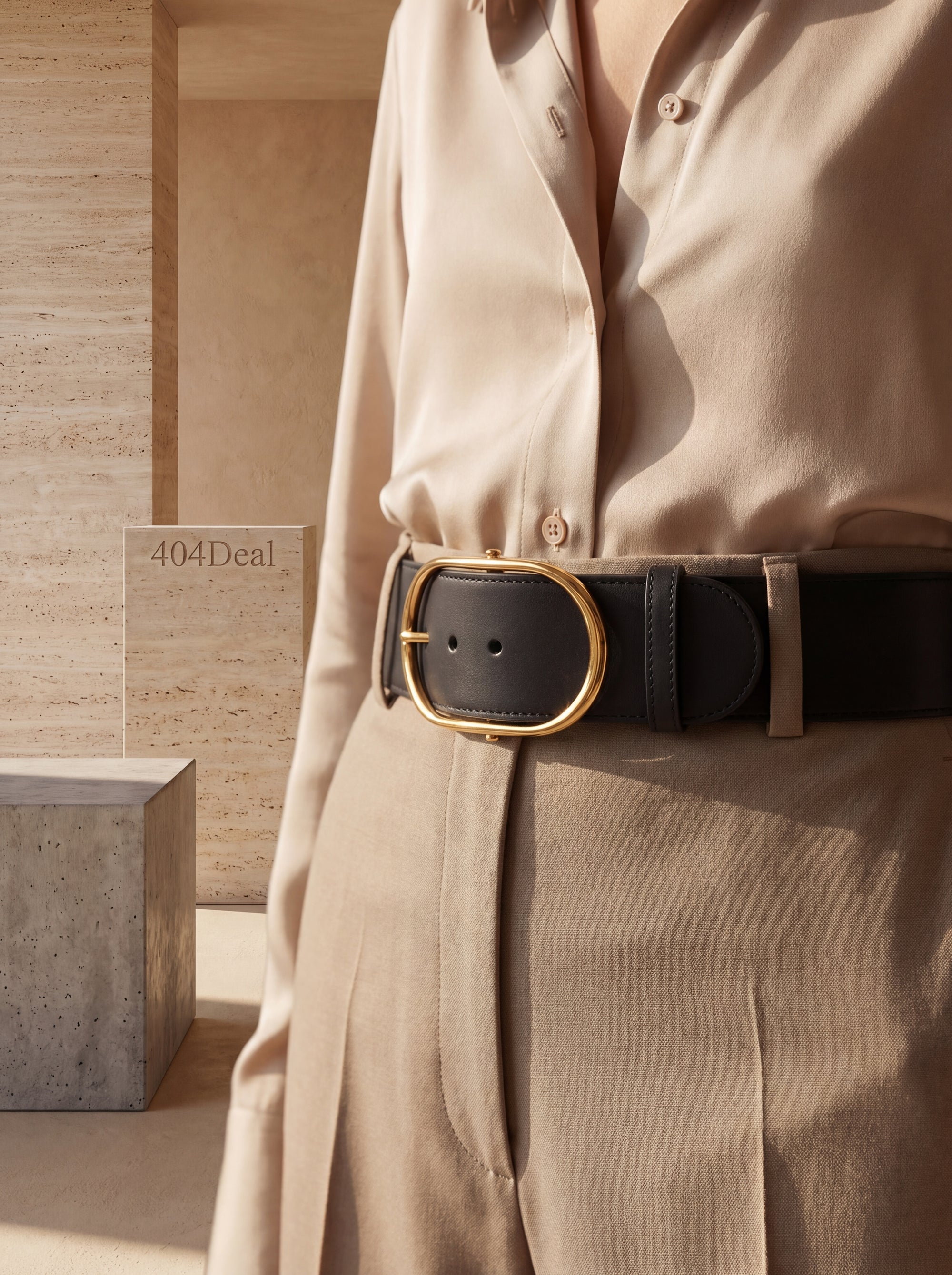 Dolce & Gabbana — Black Calfskin Classic Belt with Gold Oval Buckle